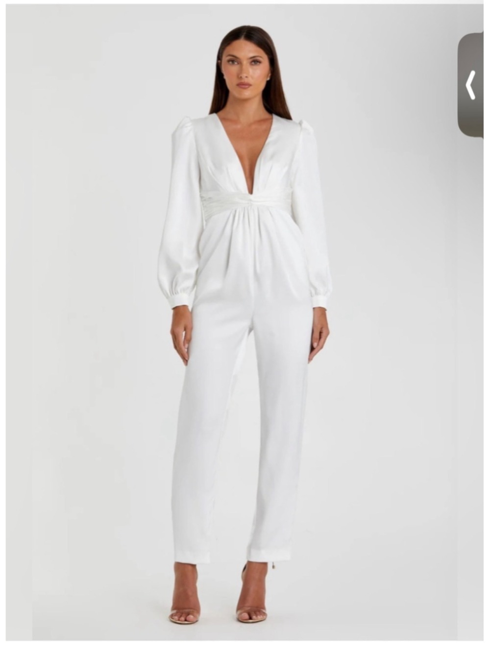 Mac Duggal White Satin Jumpsuit Sz 0 - Picture 2 of 9
